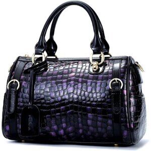 ⚡Women Purple Genuine Leather Tote Handbag Clutch Purse Crossbody Bag